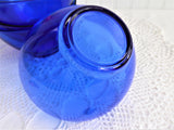 Cobalt Blue Glass Bowls Four Berry Bowls Dessert 5 Inch Diameter Arcoroc France 1990s