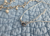Rhinestone Necklace Bracelet Earrings Set Y Necklace Pearl Drops Leaves Romantic