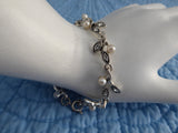 Rhinestone Necklace Bracelet Earrings Set Y Necklace Pearl Drops Leaves Romantic