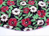 Christmas Placemats Quilted Set Of 4 Xmas Red White Gold Green Flowers on Black
