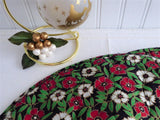 Christmas Placemats Quilted Set Of 4 Xmas Red White Gold Green Flowers on Black