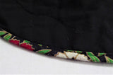 Christmas Placemats Quilted Set Of 4 Xmas Red White Gold Green Flowers on Black