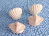 Salt And Pepper Beachy Starfish Scallop Shell 4 Shakers Coastal Charm Ceramic