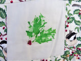 Christmas Quilt Wall Hanging Chickadees Holly Beads Table Topper Holiday Decor