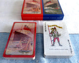 Double Deck Cunard Playing Cards Cellophane Sealed Ship Paintings Plastic Coated