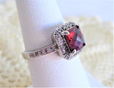 Red Faux Ruby Ring Fancy Cut Dinner Faux Diamonds 1990s Party Fancy Cut Faux