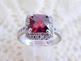 Red Faux Ruby Ring Fancy Cut Dinner Faux Diamonds 1990s Party Fancy Cut Faux