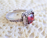 Red Faux Ruby Ring Fancy Cut Dinner Faux Diamonds 1990s Party Fancy Cut Faux