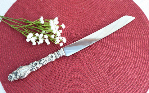 Gorham Lily Sterling Silver Cake Knife Server Fancy Floral 1990s Wedding Cake