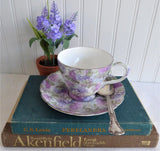 Hydrangea Chintz Cup and Saucer English Bone China 1990s Royale Garden