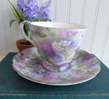 Hydrangea Chintz Cup and Saucer English Bone China 1990s Royale Garden