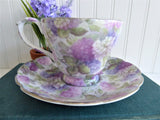 Hydrangea Chintz Cup and Saucer English Bone China 1990s Royale Garden