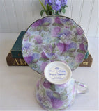 Hydrangea Chintz Cup and Saucer English Bone China 1990s Royale Garden