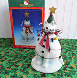 Christmas Cat With Tree 7.5 Inch Table Sculpture Decor 1990s Boxed Cat Snowman