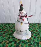 Christmas Cat With Tree 7.5 Inch Table Sculpture Decor 1990s Boxed Cat Snowman