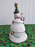 Christmas Cat With Tree 7.5 Inch Table Sculpture Decor 1990s Boxed Cat Snowman