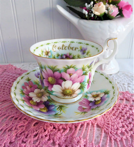 October Cosmos Cup And Saucer Royal Albert Flower Of The Month 1970s