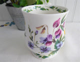 RHS Queens Mug Buttercups Pink Lavender Flowers English Bone China 1990s Lilian Snelling