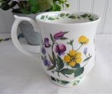 RHS Queens Mug Buttercups Pink Lavender Flowers English Bone China 1990s Lilian Snelling