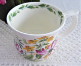 Honeysuckle Mug English Bone China 1990s RHS Queens Purple Pink Yellow Flowers