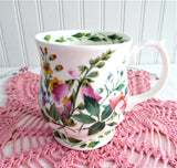 Mug Pink Foxgloves Violets English Bone China 1990s RHS Queens Country Flowers