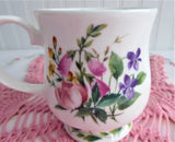 Mug Pink Foxgloves Violets English Bone China 1990s RHS Queens Country Flowers