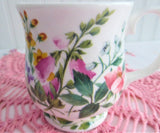 Mug Pink Foxgloves Violets English Bone China 1990s RHS Queens Country Flowers