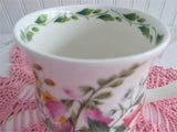 Mug Pink Foxgloves Violets English Bone China 1990s RHS Queens Country Flowers