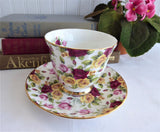 Pretty Rose Chintz Teacup Royal Patrician England Bone China Multicolor Roses