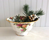 Footed Bowl Royal Albert Old Country Roses Round 1990s Pedestal 6.75 Inches