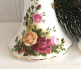 Royal Albert Old Country Roses 2 Candleholders Bone China Candle Holder Pair 1990s