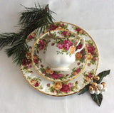 Tea Cup Trio Royal Albert Old Country Roses 1990s Brush Gold Teacup 8 Inch Plate
