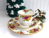 Tea Cup Trio Royal Albert Old Country Roses 1990s Brush Gold Teacup 8 Inch Plate