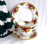 Tea Cup Trio Royal Albert Old Country Roses 1990s Brush Gold Teacup 8 Inch Plate