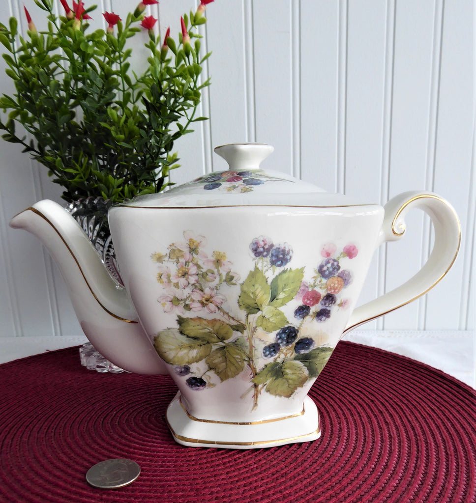 Teapot Royal Patrician Fruit Festival English Large Square Blackberrie ...