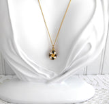 Gold Flower Easter Egg Pendant Necklace Rhinestones Black White Pinwheel GF 90s