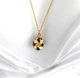 Gold Flower Easter Egg Pendant Necklace Rhinestones Black White Pinwheel GF 90s