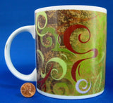 Signature Starbucks Mug 20 oz Aroma Swirl Design 1999 Green Brown Rust