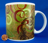 Signature Starbucks Mug 20 oz Aroma Swirl Design 1999 Green Brown Rust