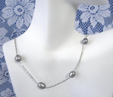 Tahitian Grey Fresh Water Pearl Illusion Necklace Boxed New 18 Inches