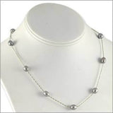 Tahitian Grey Fresh Water Pearl Illusion Necklace Boxed New 18 Inches