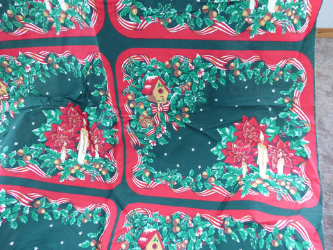 Fabric Panel Cut And Sew Christmas Placemats Xmas Candles Ribbons Holly Flowers