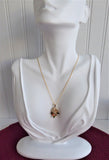 Necklace Semi Precious Leaves Pendant GF Chain Rhinestones Leaves Elegant Rose Quartz Tiger Eye