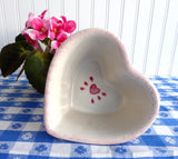 Pink Country Hearts Ramekin Heart Bowl Porcelain Pink Stencil Dip Desk Accessory