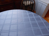 Oval Blue Window Pane Tablecloth 80 By 60 Silky Dinner Party Wedgwood Blue Tea Party