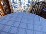 Oval Blue Window Pane Tablecloth 80 By 60 Silky Dinner Party Wedgwood Blue Tea Party