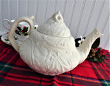 Vintage MMA Mistletoe and Acorn Bisque Porcelain Teapot by Met Museum of Art
