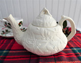 Vintage MMA Mistletoe and Acorn Bisque Porcelain Teapot by Met Museum of Art
