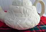 Vintage MMA Mistletoe and Acorn Bisque Porcelain Teapot by Met Museum of Art