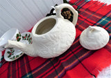 Vintage MMA Mistletoe and Acorn Bisque Porcelain Teapot by Met Museum of Art
